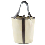 207524★HERMES エルメス ピコタンPM ミニバッグ ヴィンテージ ハンドバッグ トワルアッシュ レザー ナチュラル □G